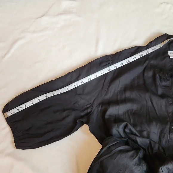 The Drop, Fall, Spring Black V-Neck Poplin, Prarie Shortsleeve Midi Dress Sz XXL - Picture 9 of 11